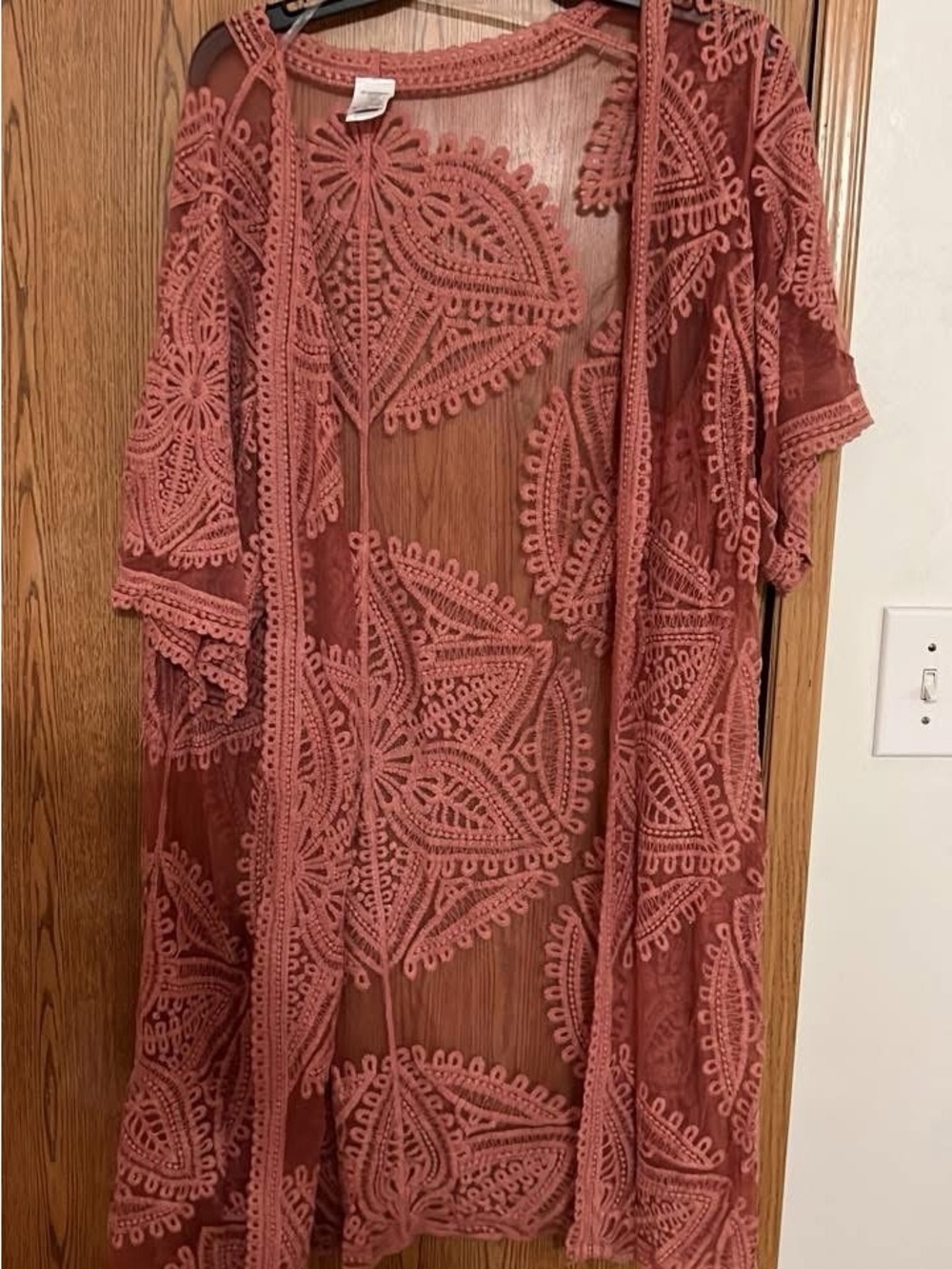 Boho Crochet Lace Kimono - Dusty Rose